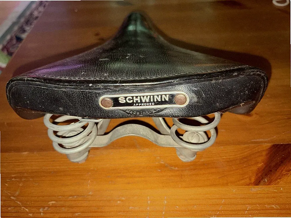 1966 Vintage Schwinn Approved Riveted Black Dual Spring Bicycle Seat Saddle VGC