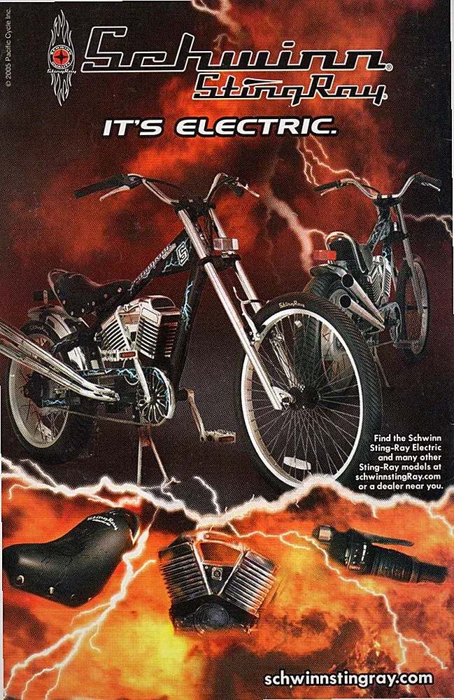 2005 SCHWINN STING RAY Electric Bicycle PRINT AD WALL ART - COOL LOOKING BIKE AD