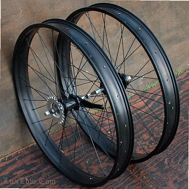 26" x 3.0" Black Chopper Cruiser Bike WHEELS - Wide Rim -Fat Slick Bicycle Tires