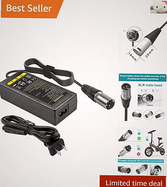 High-Quality 2A Lithium Charger Compatible with Jazzy, Pride, and Schwinn Models