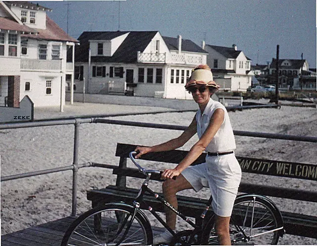 Lady on Schwinn Bicycle Ocean City New Jersey 1961