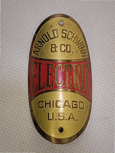 NOS Schwinn Electric headbadge vintage bicycles Classic Balloon Tire Bikes