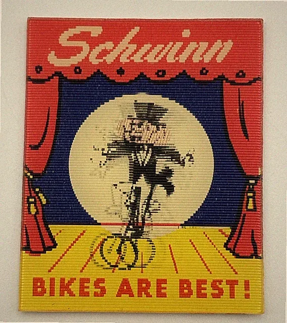 NOS vintage SCHWINN UNICYCLE "Bikes are Best" motion ADVERTISING CARD Vari-Vue