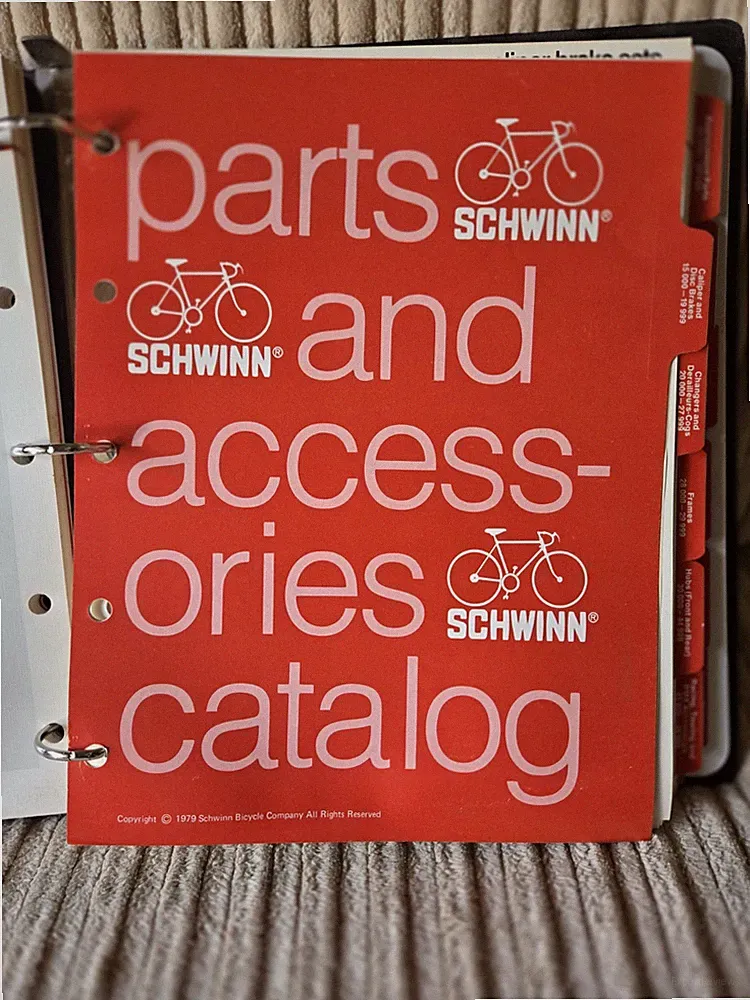 SCHWINN 1979 Bicycle Dealer Parts & Accessories Manual in Replacement Binder