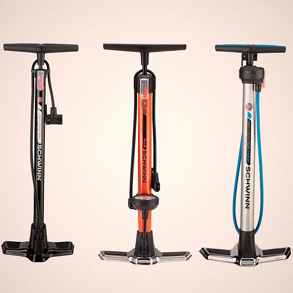 Schwinn Air Center Floor Bike Pump, Guage Fits Schrader and Presta Valve Types.