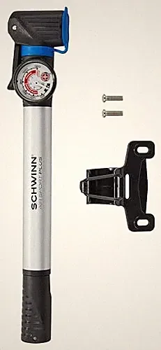 SCHWINN AIR SPORT PLUS BIKE FRAME HAND PUMP, ROTATING PUMP HEAD, PRESSURE GAUGE