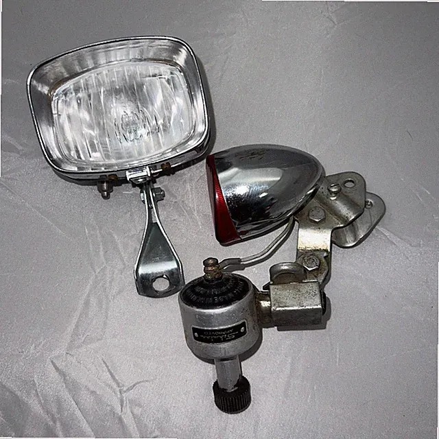 Schwinn Approved Bicycle Front Lamp Union w Generator & Red Rear Light Germany