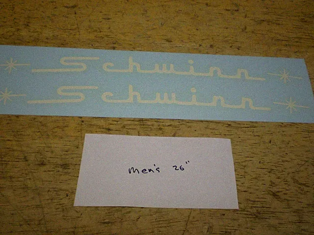 Schwinn Approved Large Curved Script Top Tube 26" Mens Bicycle Decal Set