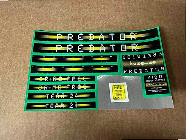 Schwinn Approved Predator BMX Team 24 Bicycle Bike Green Black Decal Set