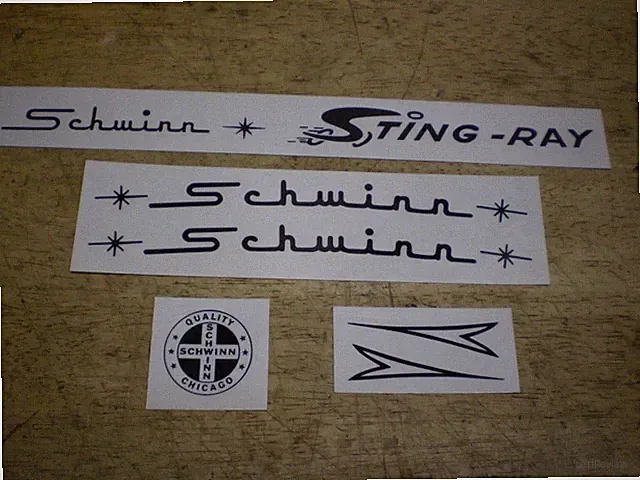 Schwinn Approved Stingray Bicycle Peel & Apply Black Decal Set