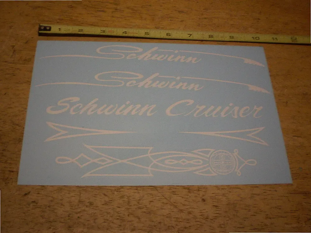 Schwinn Cruiser 26" Bicycle Complete Water Transfer White Decal Set