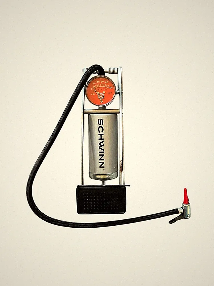 Schwinn Foot Air Pump 100 PSI Gauge Bicycle Auto Tires 2 Ft Hose Sports Tested