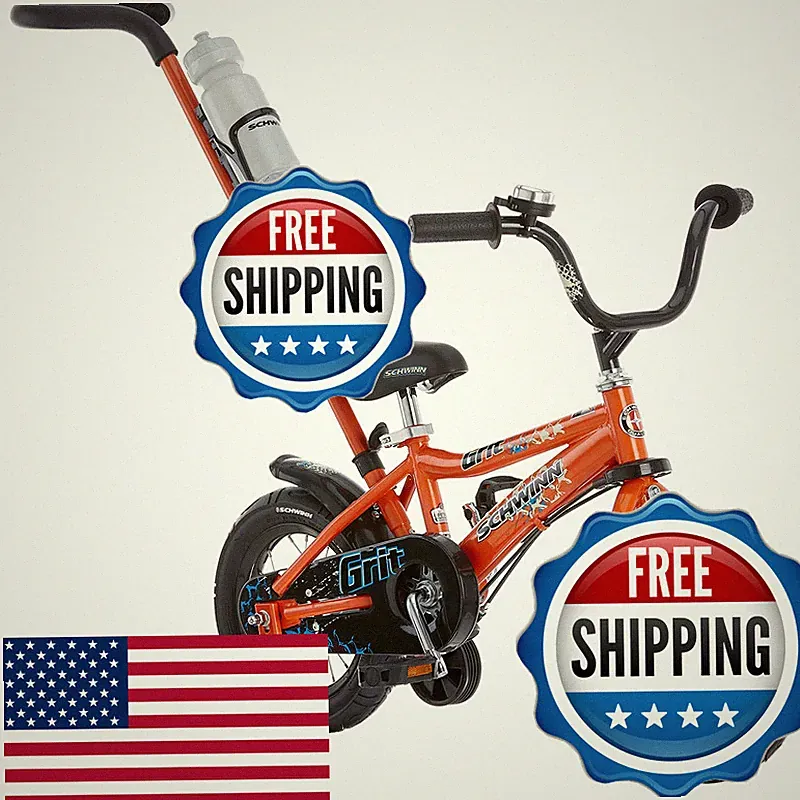 Schwinn Grit Push Steer And Ride Kids Bike Boys Beginner Bicycle 12-Inch Wheels