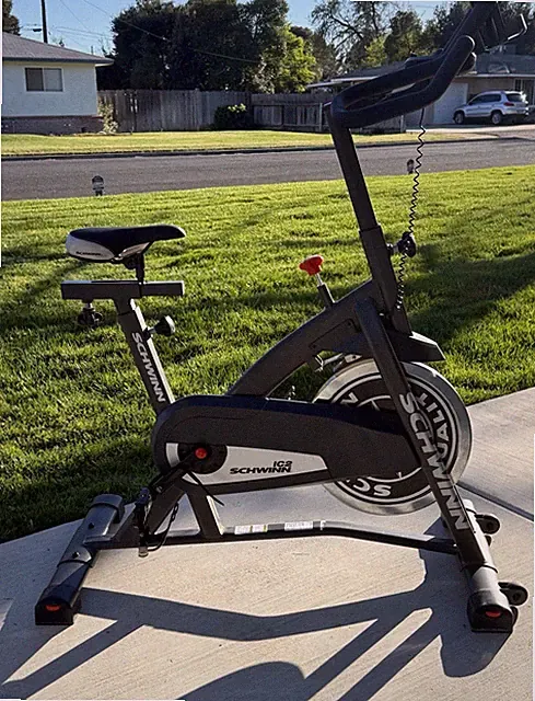 Schwinn IC2 Upright Exercise Bike Adjustable Seat LCD Display Flywheel Black
