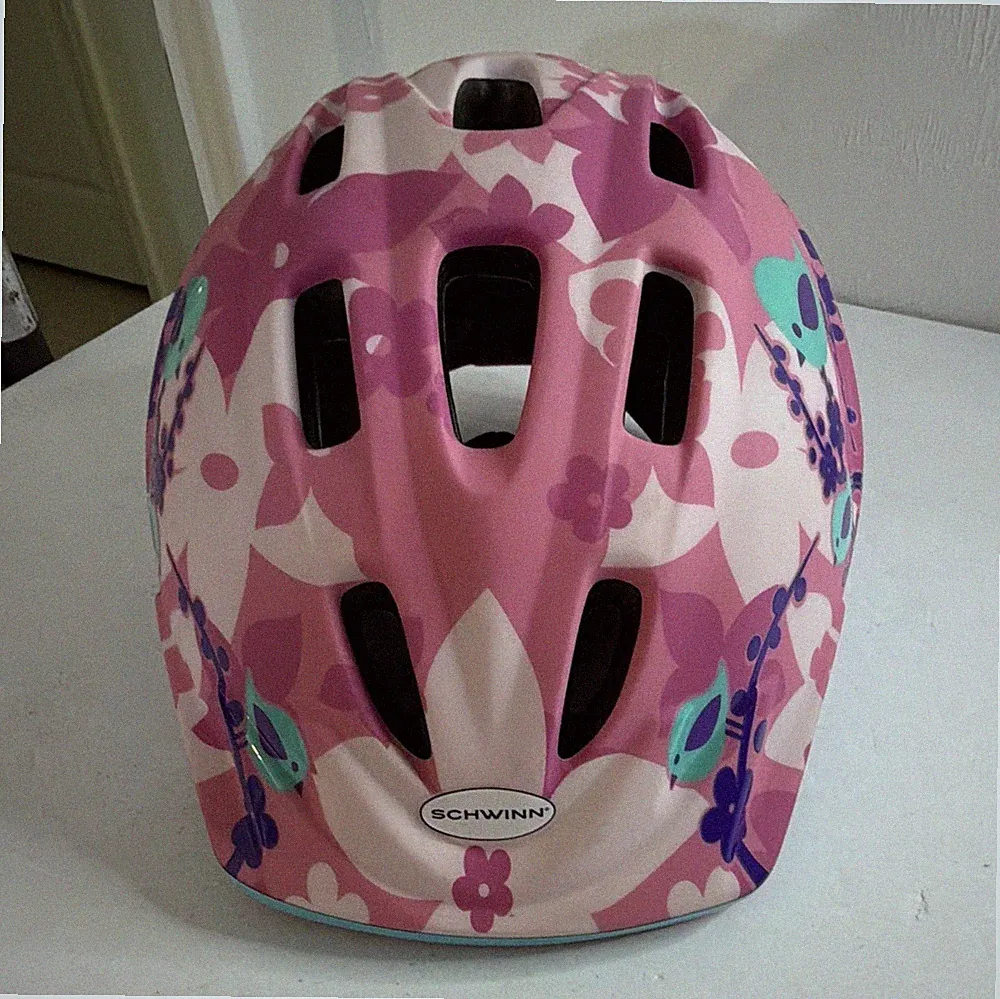 Schwinn Kids Bicycle Helmet Pink/Purp/Teal Floral, Adjustable Fit, Size 3-5