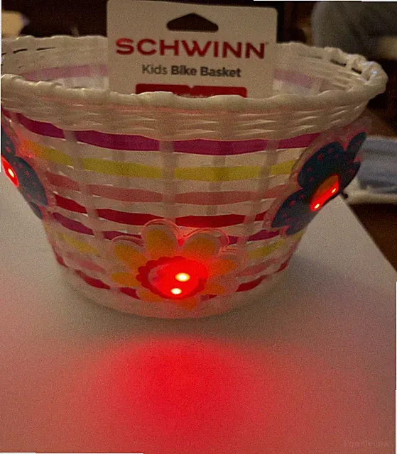 Schwinn Kids Bike Basket LED Light Up Flowers White Pink Tool-Free New