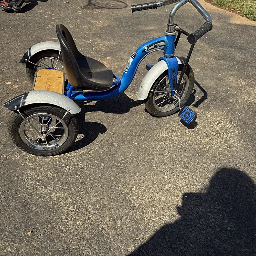 Schwinn Roadster Tricycle Toddler Bike Blue And Chrome Kid Tri-cycle