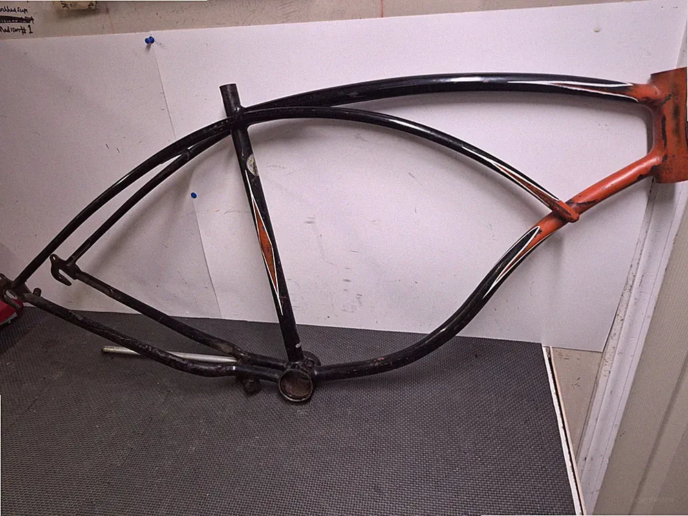 Vintage 1953 Schwinn 26" Mens Black Phantom Balloon Tire Bicycle Frame Autocycle