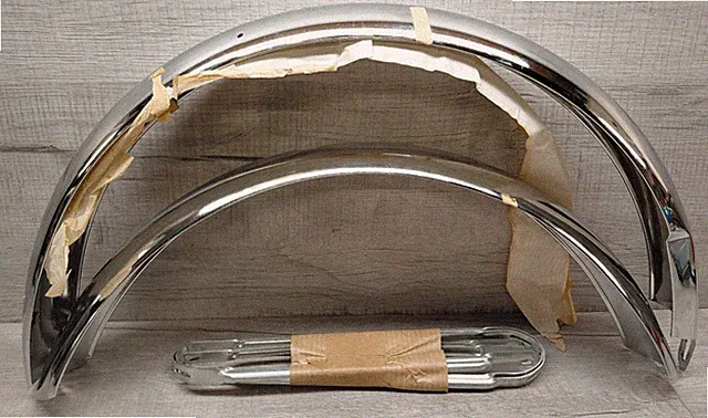 Vintage 24" x 2.125 Chrome Bicycle Balloon Tire Fenders Set Phantom
