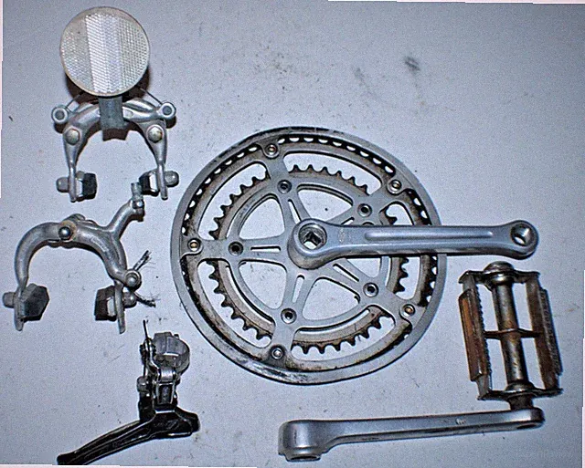 Vintage Groupset Crankset 170mm 40/52t Schwinn Brakes Suntour 7 Front Derailleur