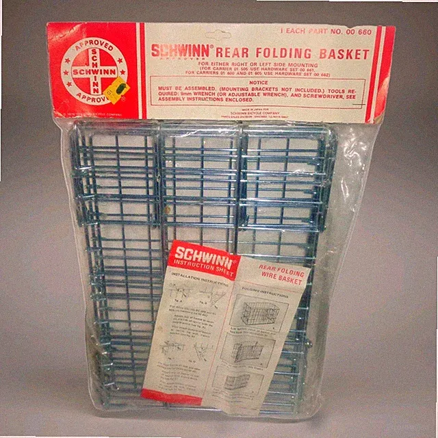 Vintage NOS 1970s Schwinn Bike Rear Folding Basket For Left Or Right Side Mount