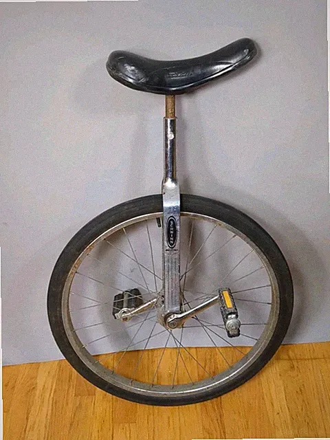 Vintage Schwinn 24" Unicycle Original Chrome Frame, Classic One Wheel Bicycle