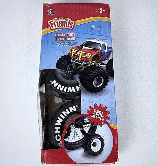 VTG NOS Schwinn Friends Monster Truck Training Wheels Kids Bicycle Truck Tread
