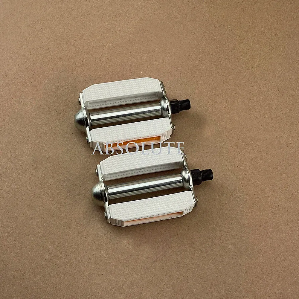 WHITE/CHROME VINTAGE BICYCLE BLOCK PEDALS SCHWINN STINGRAY CRUISER LOWRIDER BIKE